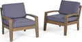 Acacia Wood Club Chairs, Gray, 2-Pcs Set M48256