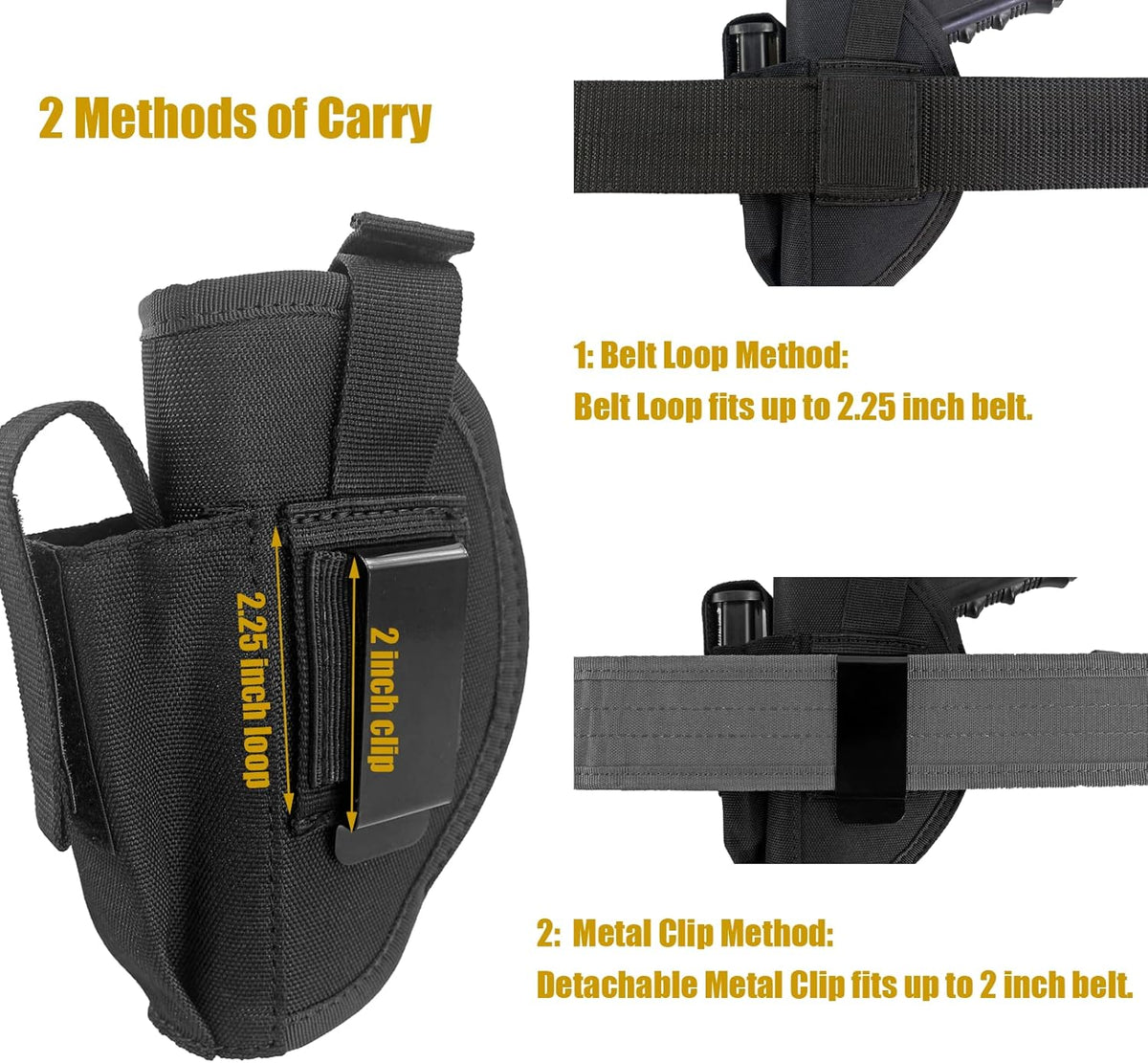 Black Tactical Belt Holster with Mag Pouch and Metal Clip D19332