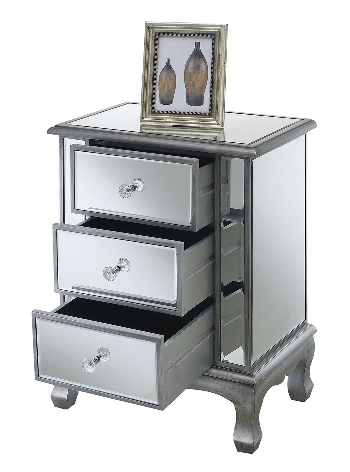 3-Drawer Mirrored End Table Y862
