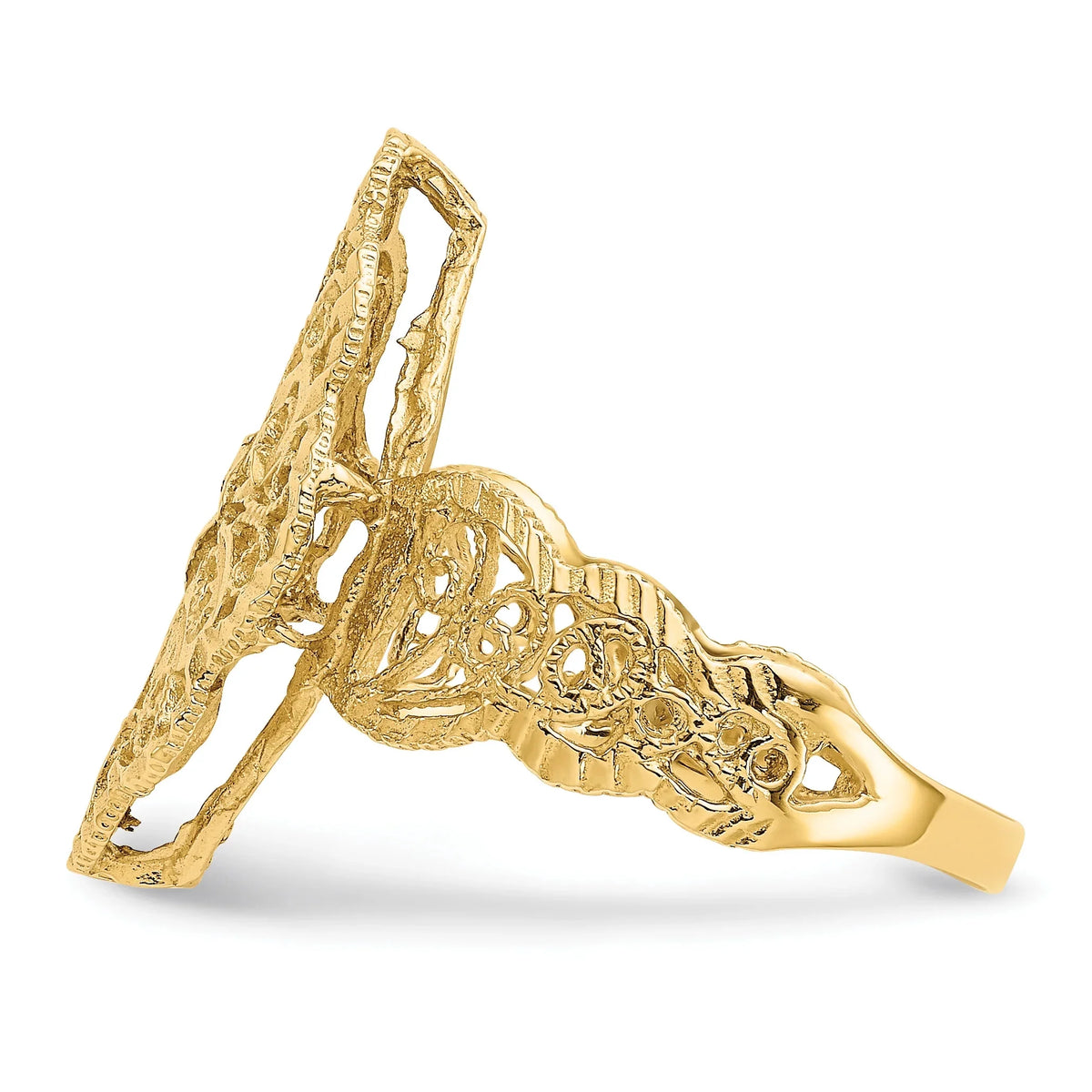 14K Yellow Gold Diamond-Cut Filigree Ring - Size 6 Y847630