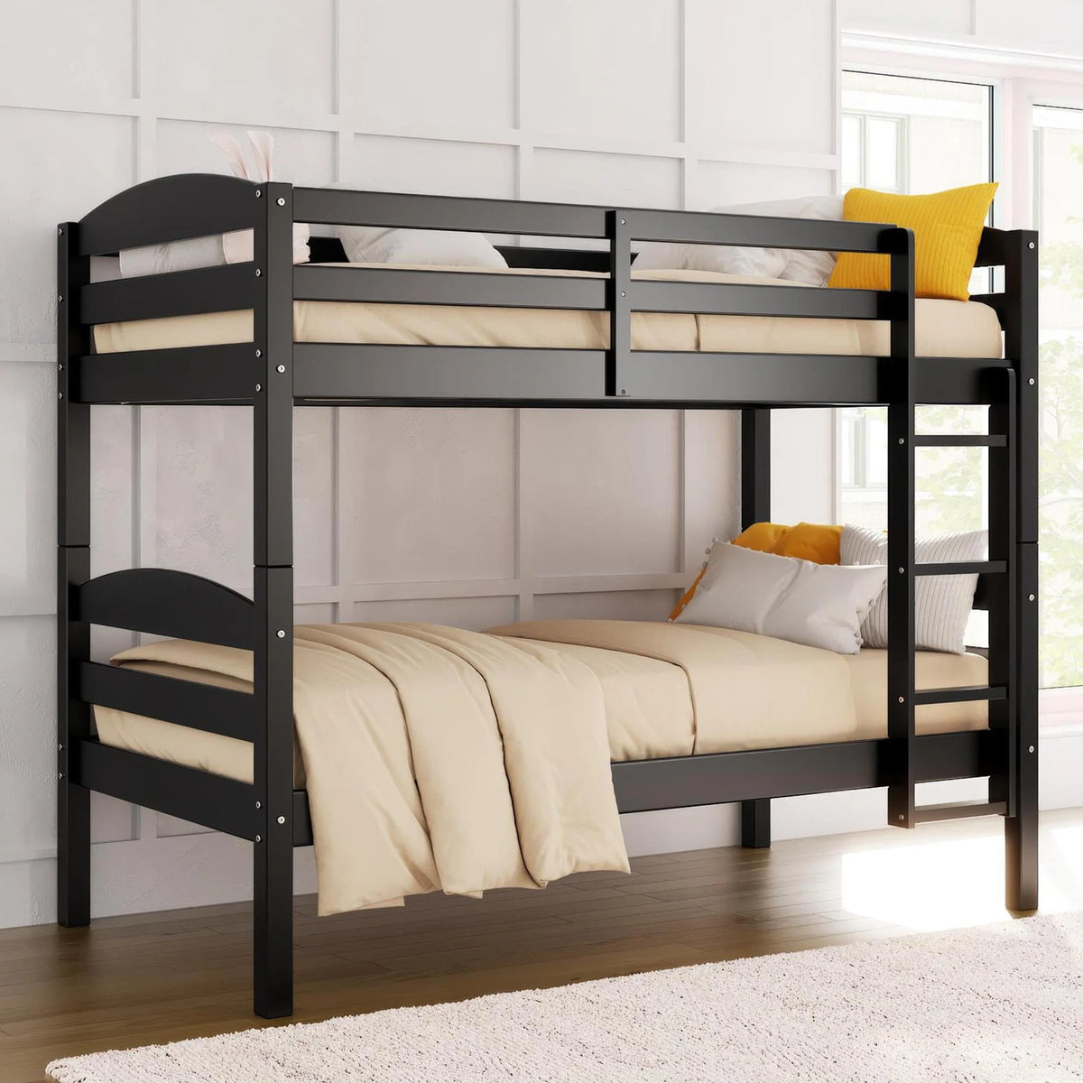 Solid Wood Twin-over-Twin Convertible Bunk Bed Z288