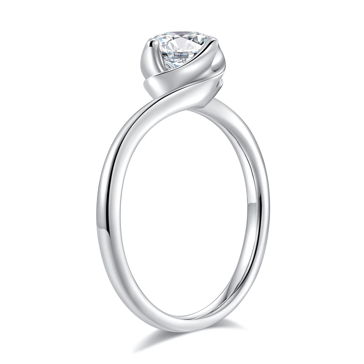 1ct Solitaire Moissanite Engagement Ring 925 Sterling Silver Four-Prong Round Cut Ring K695069