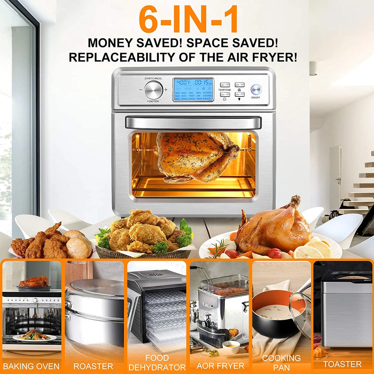 16 in 1 24.5QT Stainless Steel Air Fryer Oven D2952