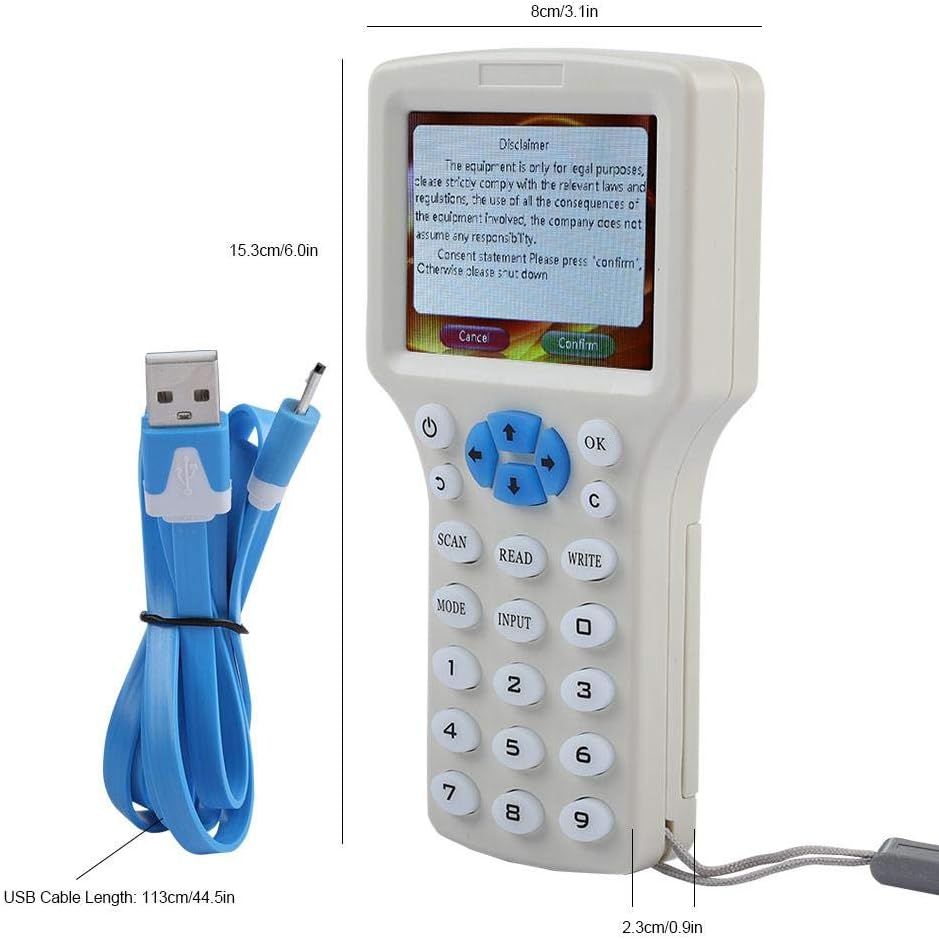 9 Frequency Handheld RFID Copier ID IC Reader Writer Duplicator Multifunctional Copy Encrypted NFC Smart Card with HD 3.2 Inch Full Color Screen Z389083