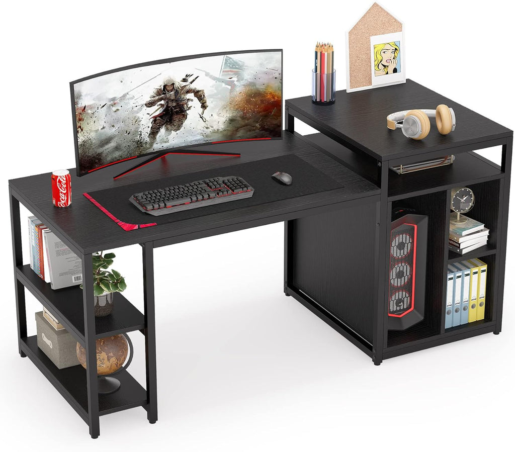 Black Computer Desk with Storage Shelf O390