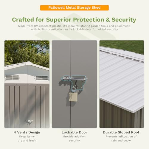 Brown Metal Outdoor Storage Shed Y452338
