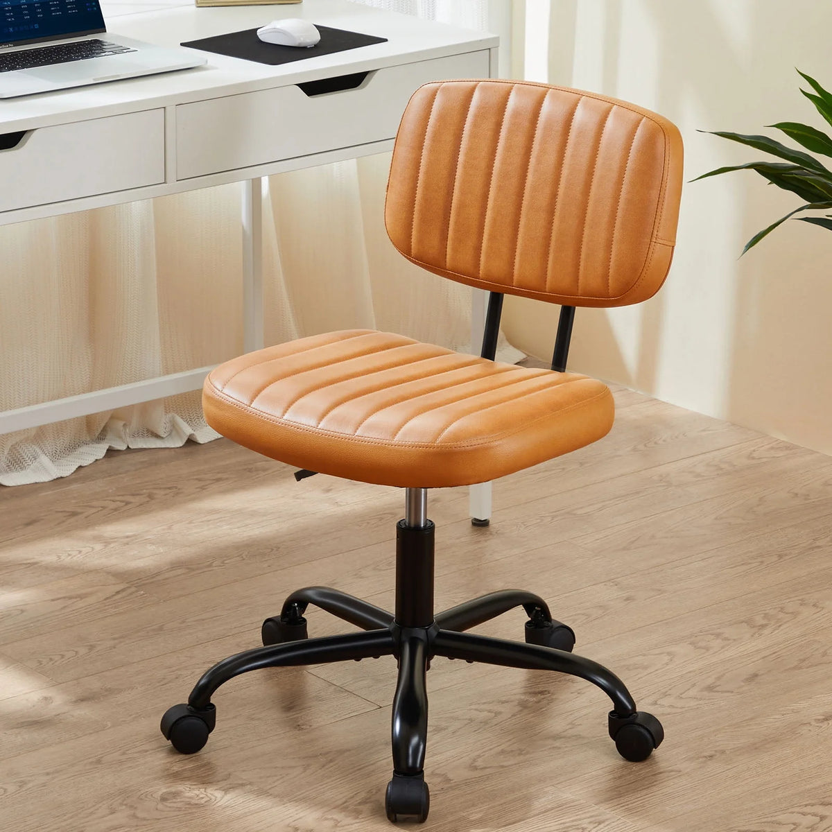 Armless Desk Chair with Wheels and Lumbar Support A802862