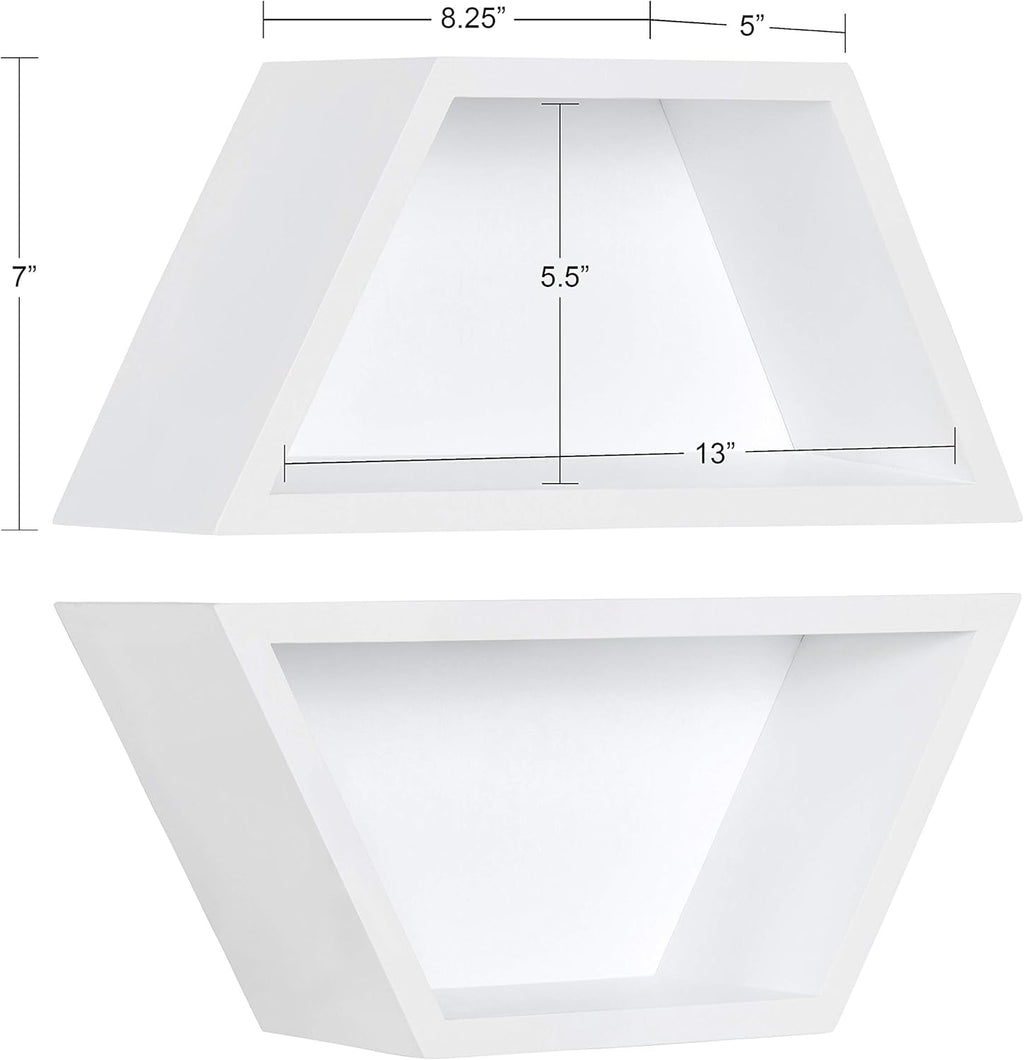 White Set of 2 Geometric Wood Shelves W671865