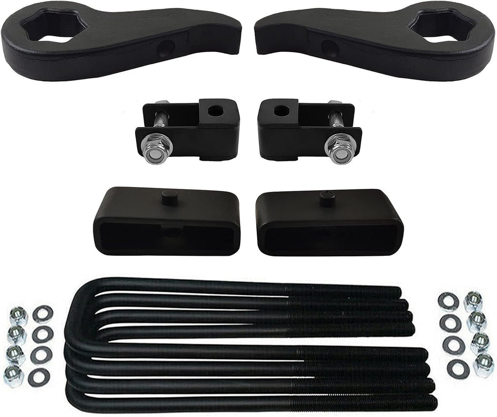 Adjustable 1 - 3 Front Lift Forged Steel Torsion Keys & 2 Rear Lift Kit + Shock Extenders 4WD 4x4 8-Lug W555