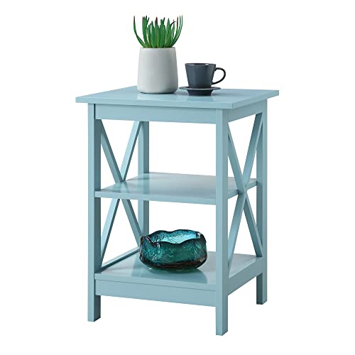 White Faux Marble/Black End Table with Storage Shelves X277616