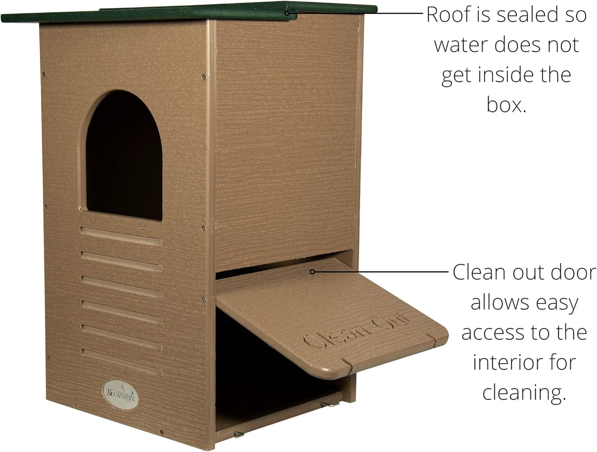Recycled Poly Lumber Barred Owl Nesting Box with Mounting Hardware and Pine Shavings F41934
