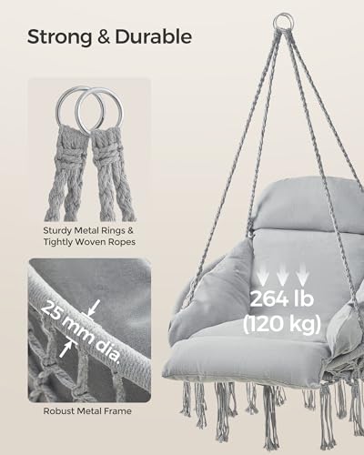 Cream White Hanging Hammock Chair with Cushion O352
