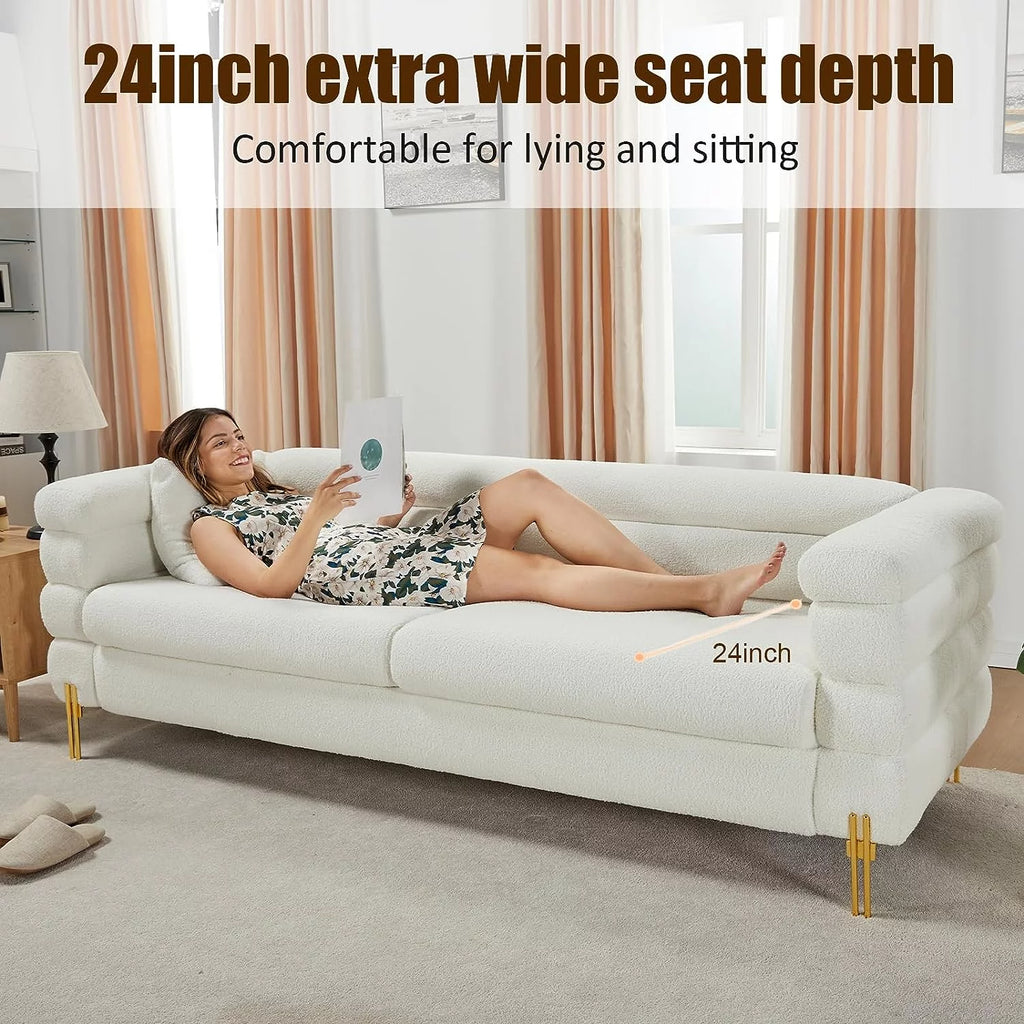 White 85 inch 3 Seat Sofa P3851