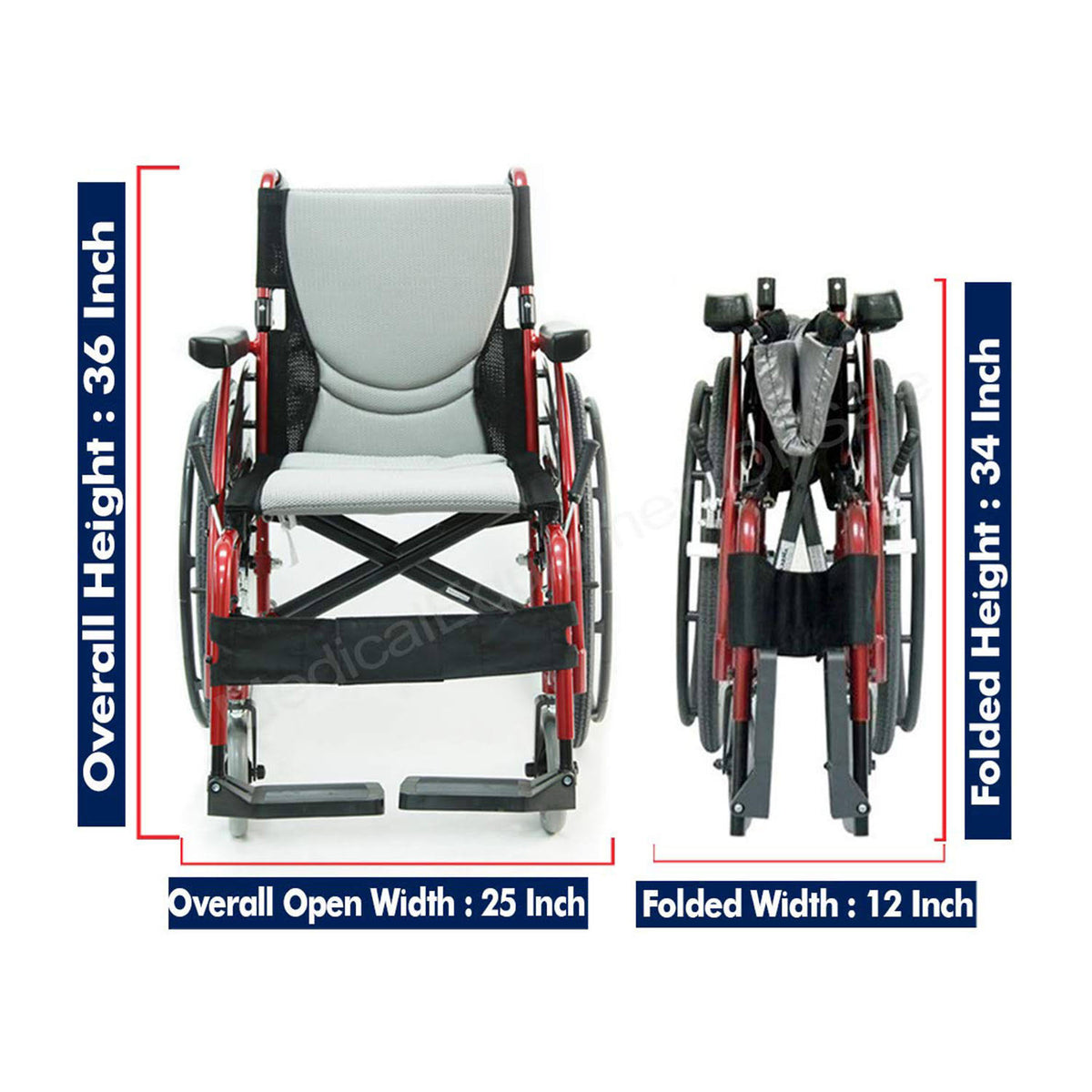 Lightweight Ergonomic Wheelchair with Silver Seat J47799