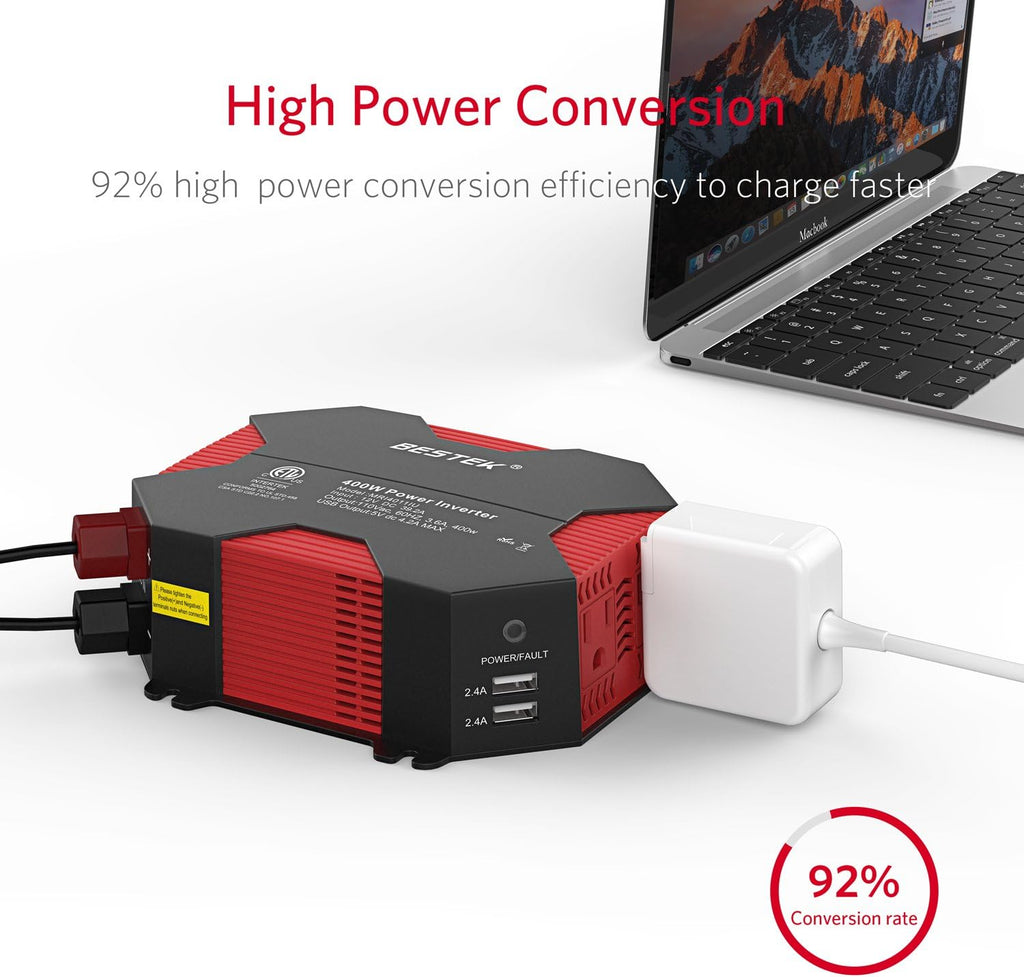 400W Car Power Inverter DC 12V to AC 110V with 4 USB Charging Ports Pack of 2 N6068