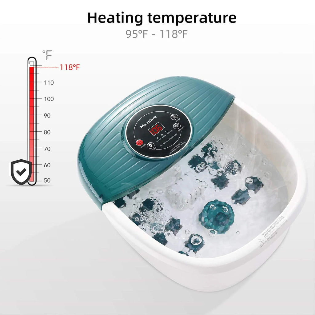 Foot Spa Bath Massager with Heat, Bubbles, Vibration, 16 Detachable Massage Rollers Y673