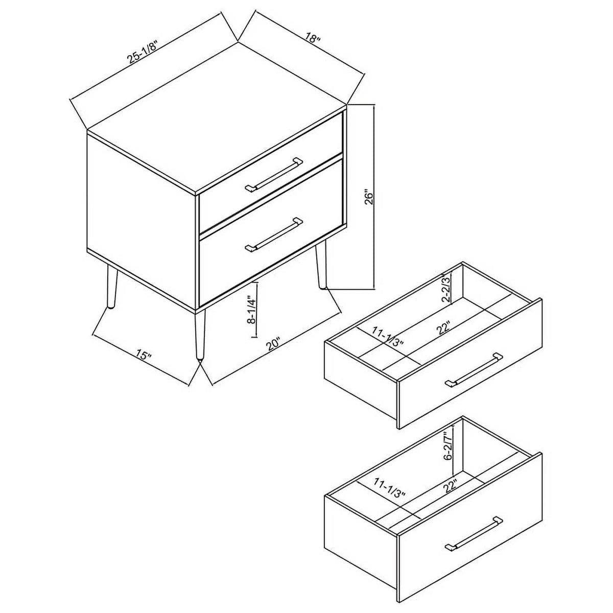 Wood Two Drawer Nightstand Set of 2 Z4633