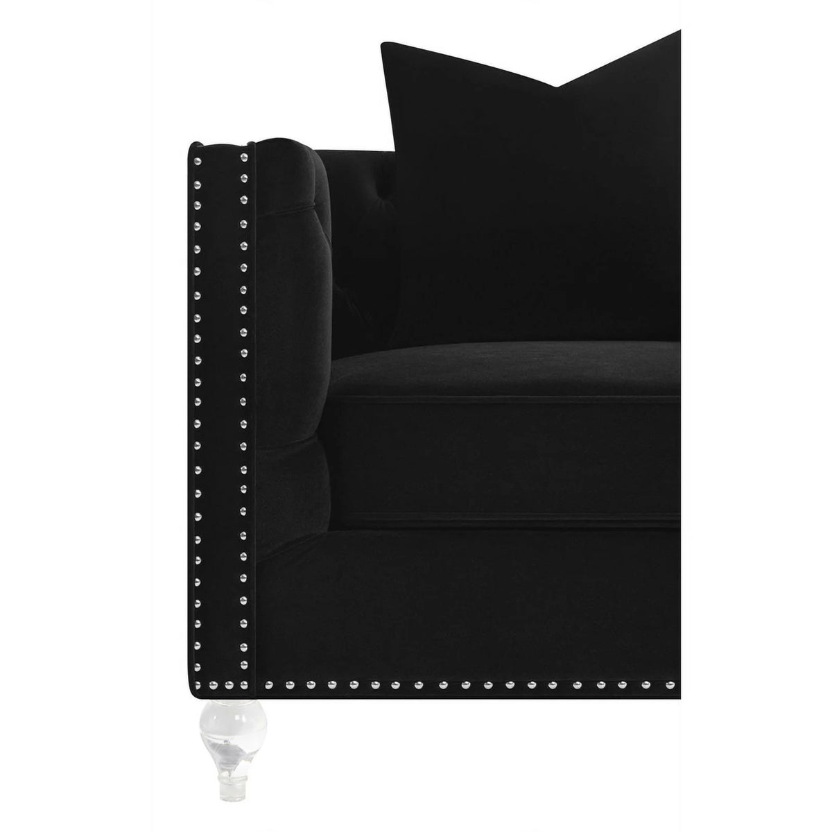 Black Velvet Tufted Arm Loveseat J10012