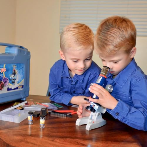 Kids Microscope Kit 100X-1200X Magnification Metal Body LED Light C20642
