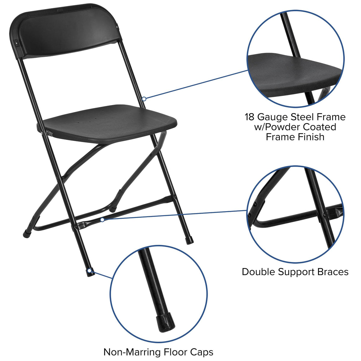 Black Plastic Folding Chair 6 Pack T35012