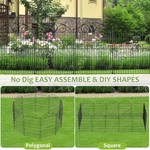 48" H x 21' L Rustproof Metal Garden Fence Panel M8998