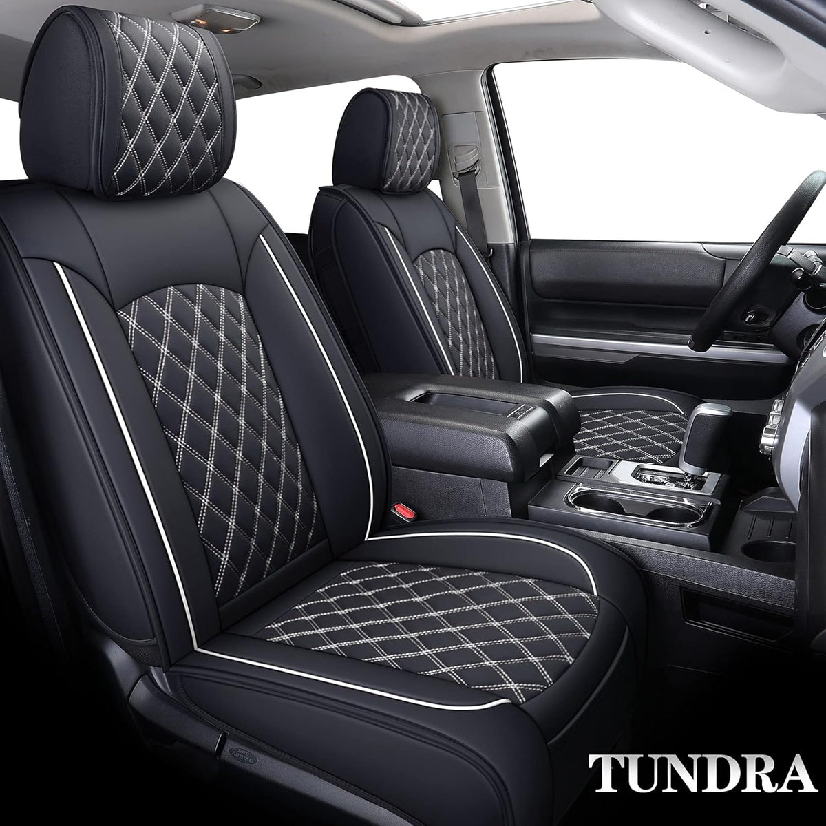 Black Leather Seat Covers for Toyota Tundra Crewmax Double Cab Split Bench 40/60 5 PCS Full Set T9924