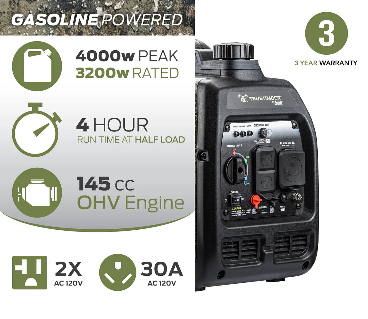 4000-Watt Gasoline Powered Inverter Generator I34415
