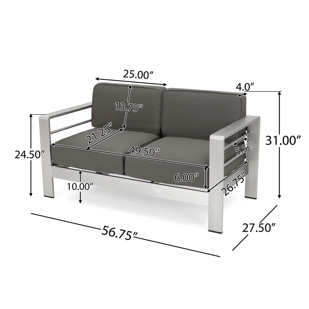 4 Seater Aluminum Chat Set with Side Table X67533