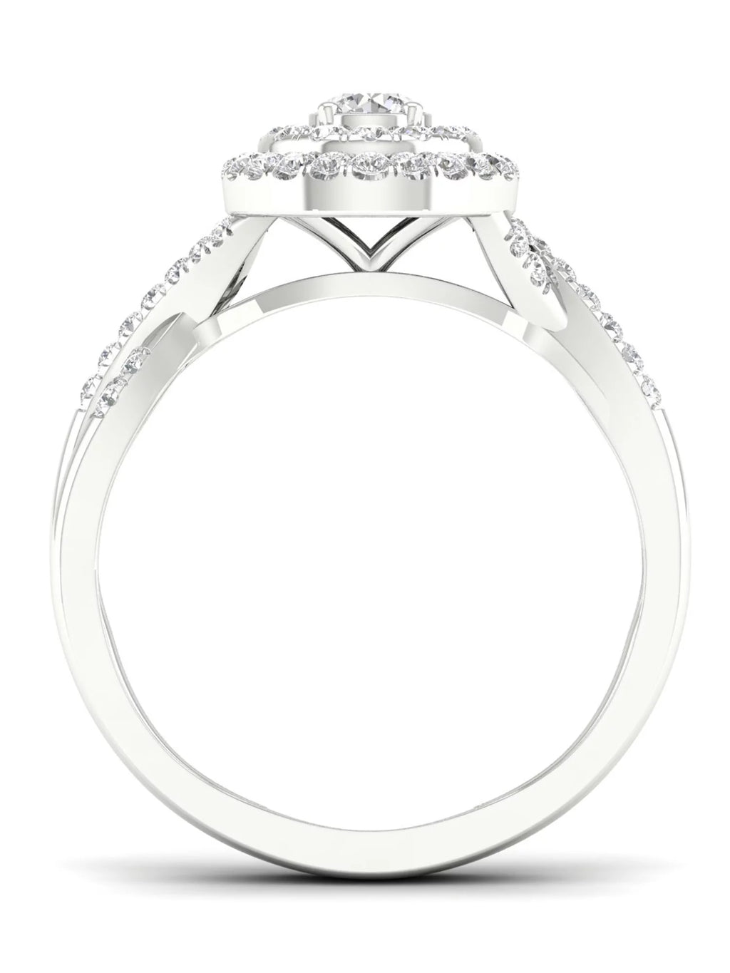 1/2Ct TDW Diamond 10k White Gold Pear Shape Halo Bridal Set C841749