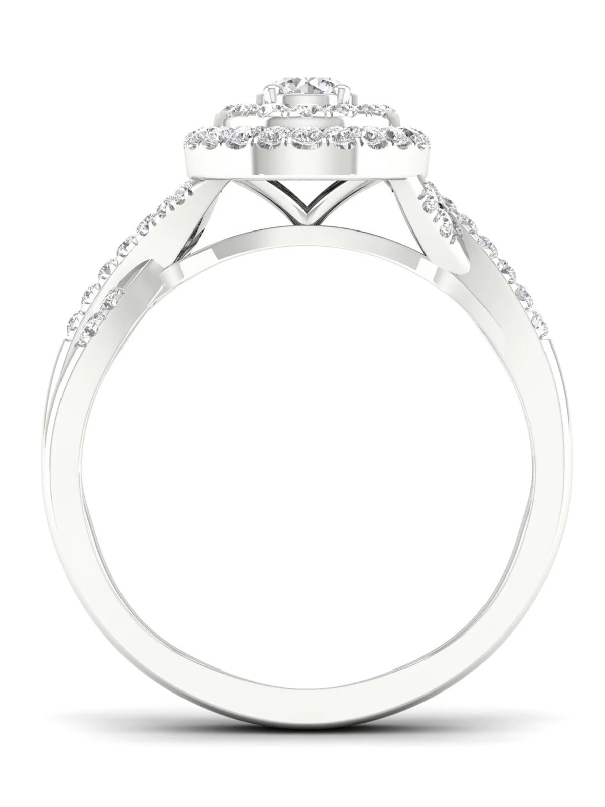 1/2Ct TDW Diamond 10k White Gold Pear Shape Halo Bridal Set C841749
