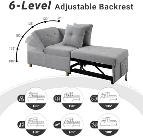 3 in 1 Convertible Velvet Sofa Bed with 2 Pillows O120509