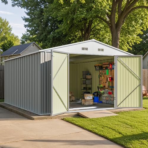 Brown Metal Outdoor Storage Shed Y452338