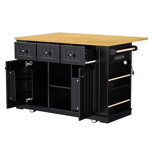 53" Kitchen Cart Island on Wheels with Power Outlet L824