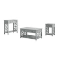 Gray Set of 3 Coffee & End Table with Drawers I9017