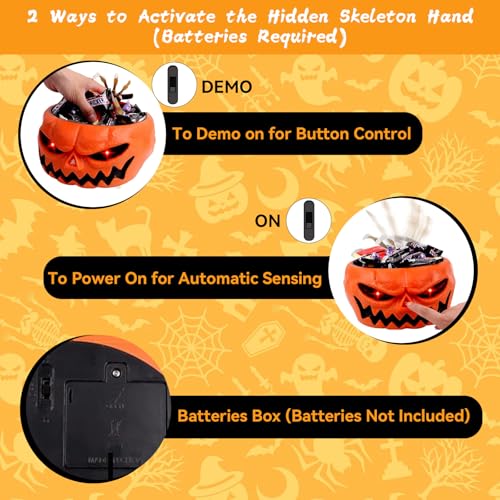Halloween Candy Bowl with Moving Skeleton Hand F7213