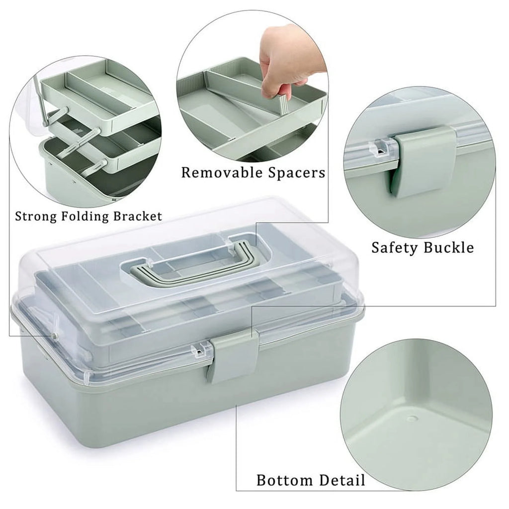 3-Layer Plastic Storage Box with Adjustable Spacers Y763041