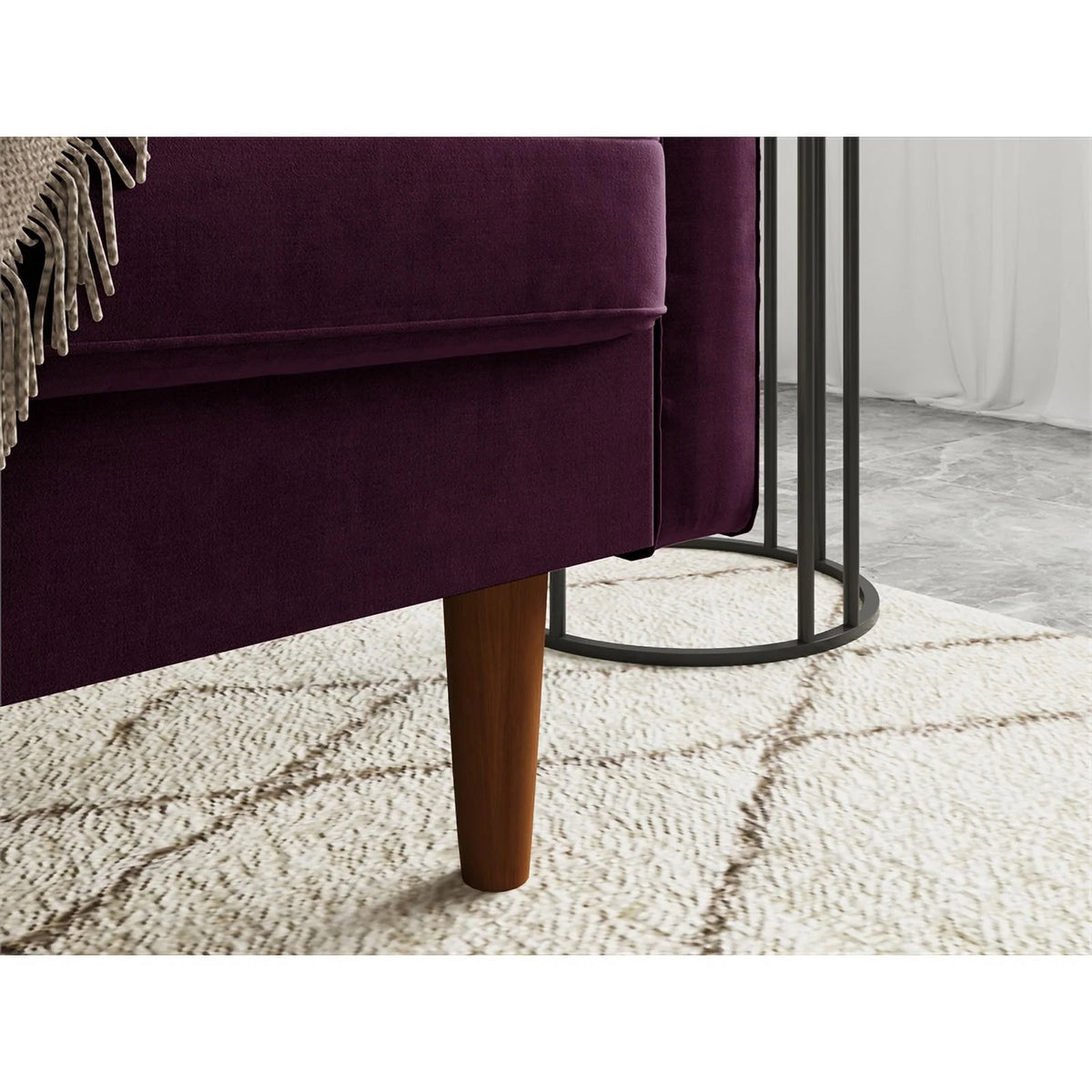Purple Velvet Upholstered Loveseat A952