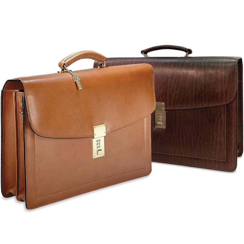 Brown Belting Slim Combination Lock Briefcase V550721