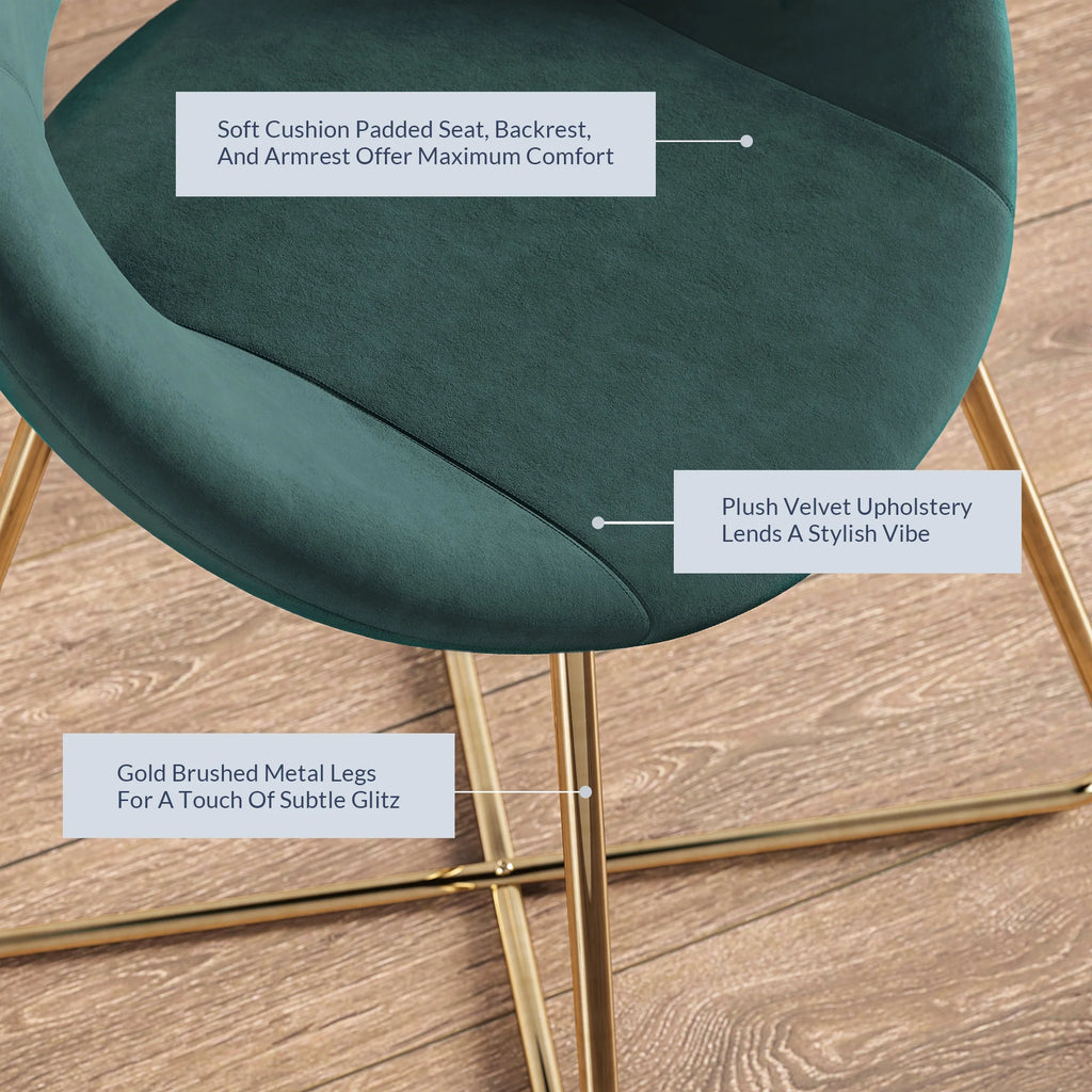 Set of 2 Velvet Accent Chair with Golden Metal Base H77419