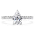 14K White Gold Pear Diamond Hidden Halo Solitaire Engagement Ring S2774