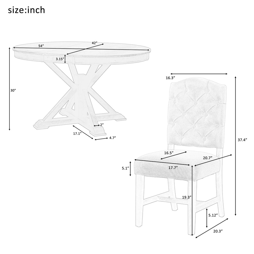 5-Piece Extendable Dining Table Set with Upholstered Chairs W715