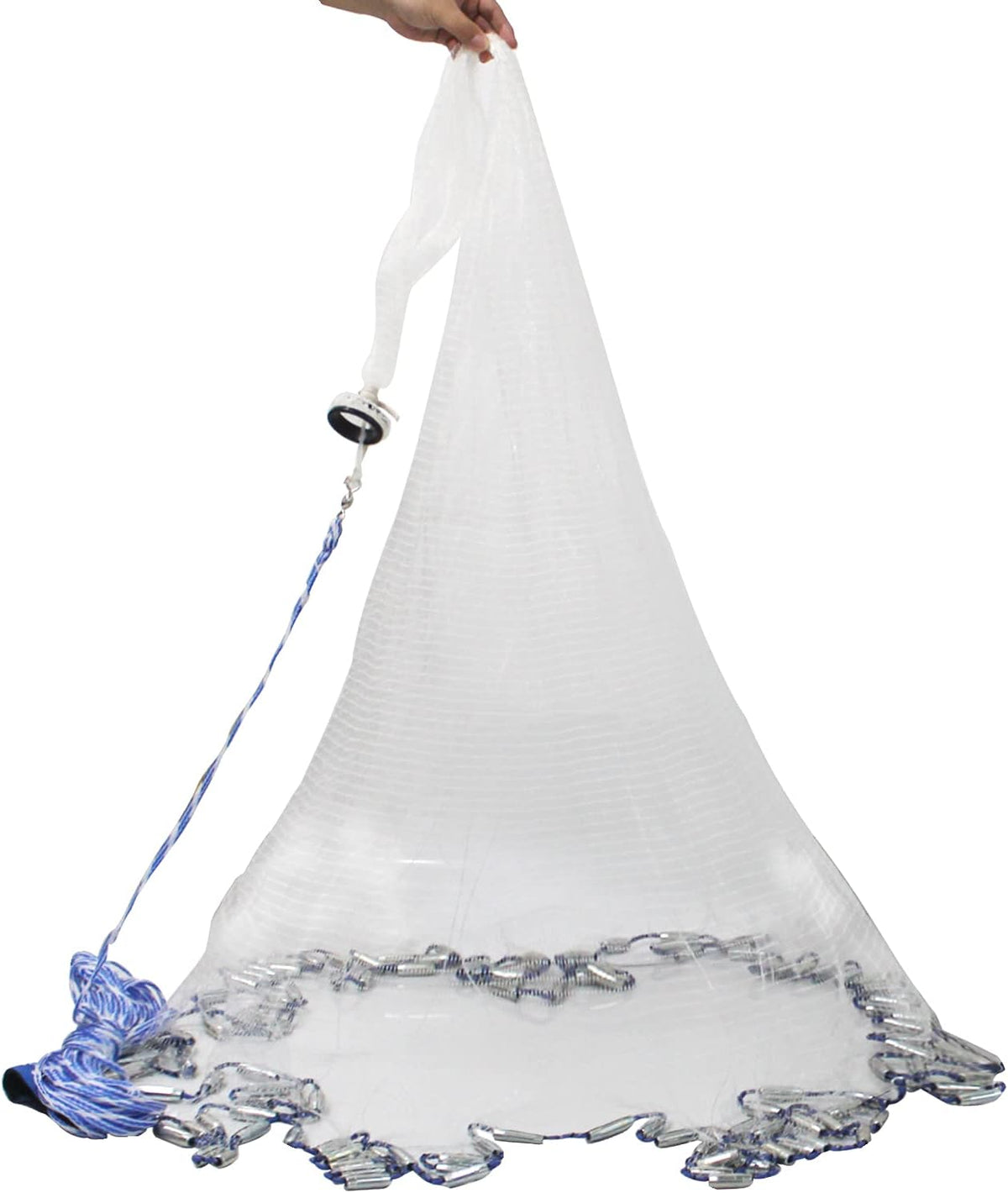 American Saltwater Fishing Cast Nets, 4Ft 6Ft 8Ft 10Ft 12Ft Radius, Stainless Steel Round Weights, 3/8 in Mesh Size Y776415