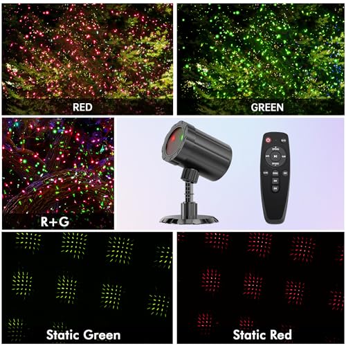 Red & Green Christmas Light Projector with Remote C397