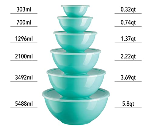 12 Piece Plastic Mixing Bowls with Airtight Lids Set O26999