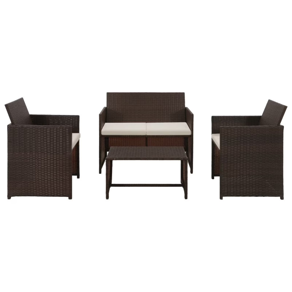 4 Piece Poly Rattan Outdoor Sectional Sofa Set with Coffee Table V765