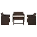 4 Piece Poly Rattan Outdoor Sectional Sofa Set with Coffee Table V765