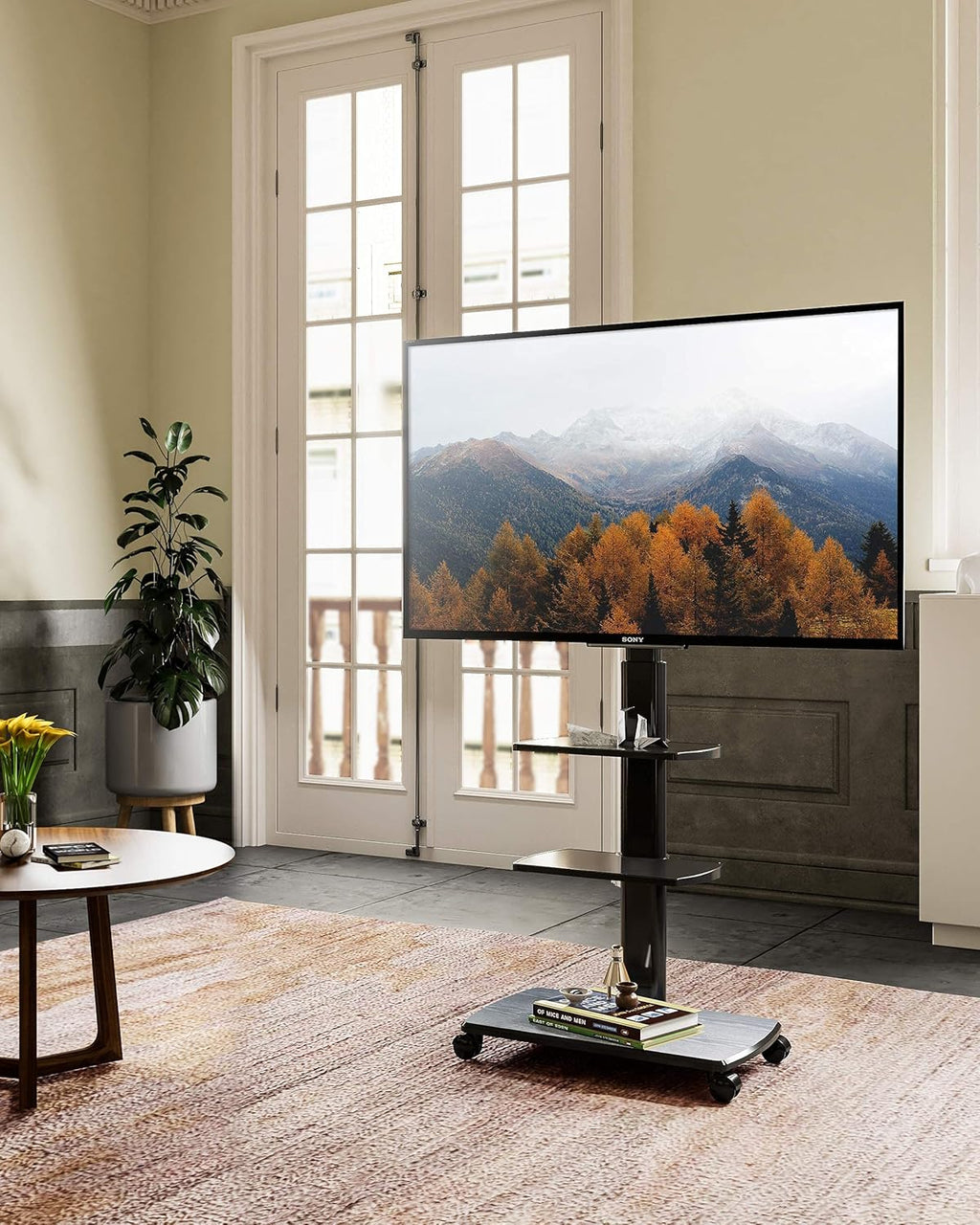Black Rolling TV Stand for 32-65 Inch TVs C6133
