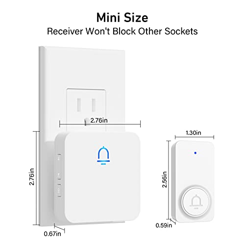 Wireless Doorbell with 2 Receiver, 1000ft Range, Waterproof, White M727