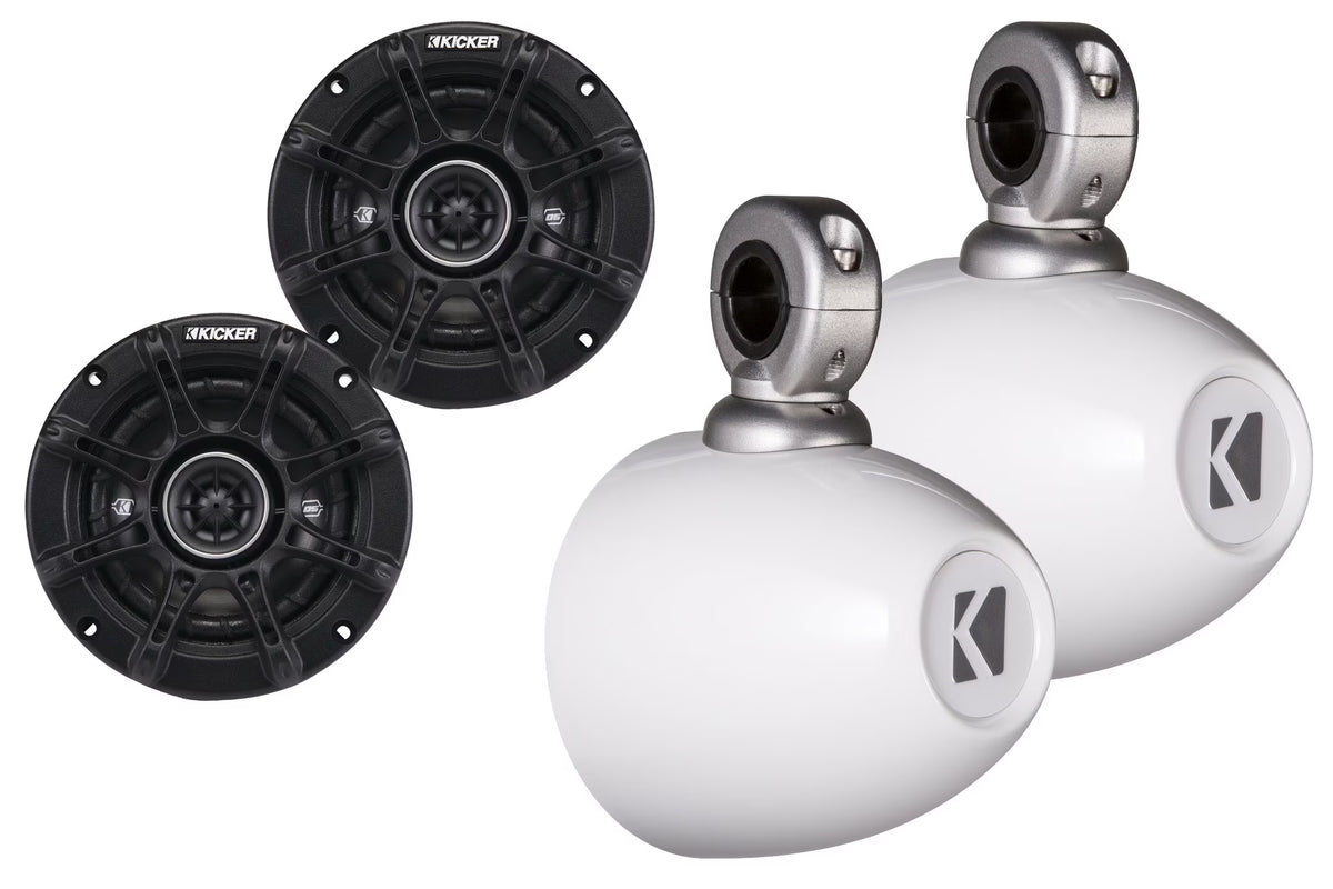 White Mini Wake Tower Marine Enclosures with 4" DSC Speakers U347
