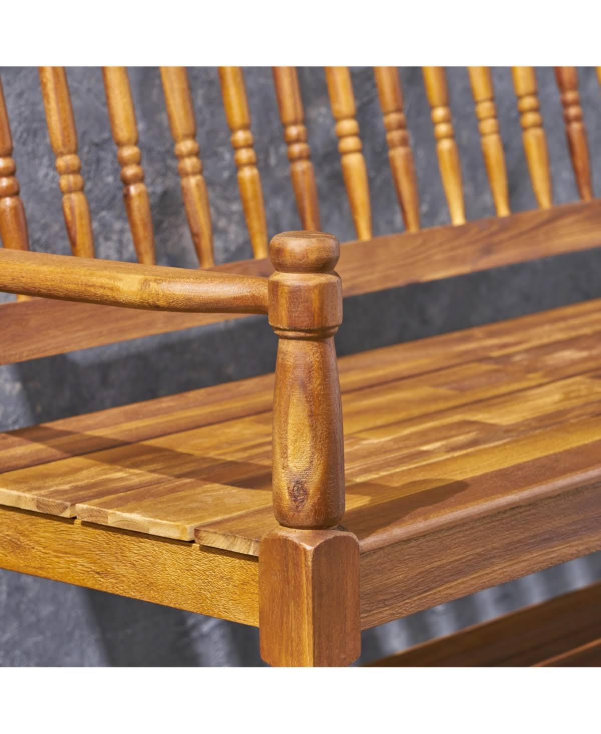Gray Acacia Wood Bench with Shelf T897